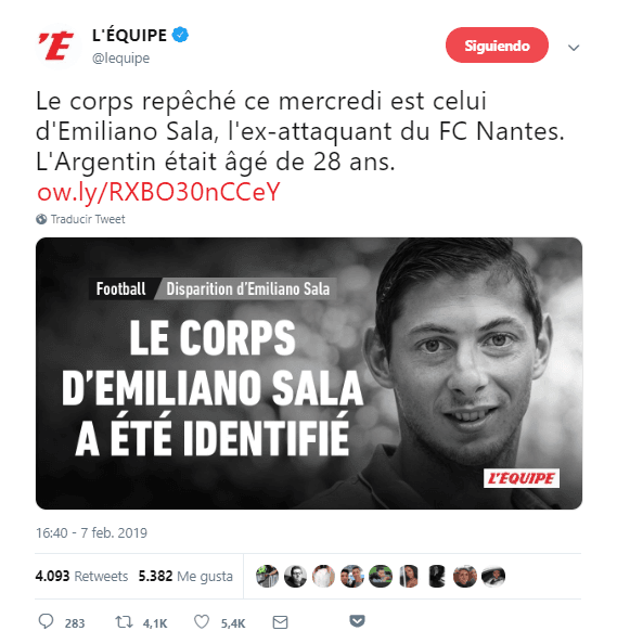 Uno de los primeros medios que dio a conocer la noticia fue el periódico deportivo francés 
<i>L'Equipe</i>.