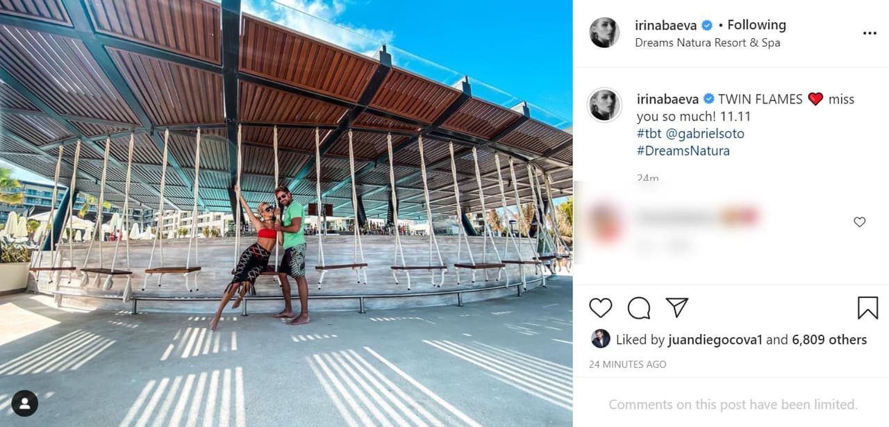Con 
<b><a href="https://www.instagram.com/p/CFhoc0Vp61e/" target="_blank">esta foto</a></b>, escribió: "Flamas gemelas, te extraño mucho".
<br>