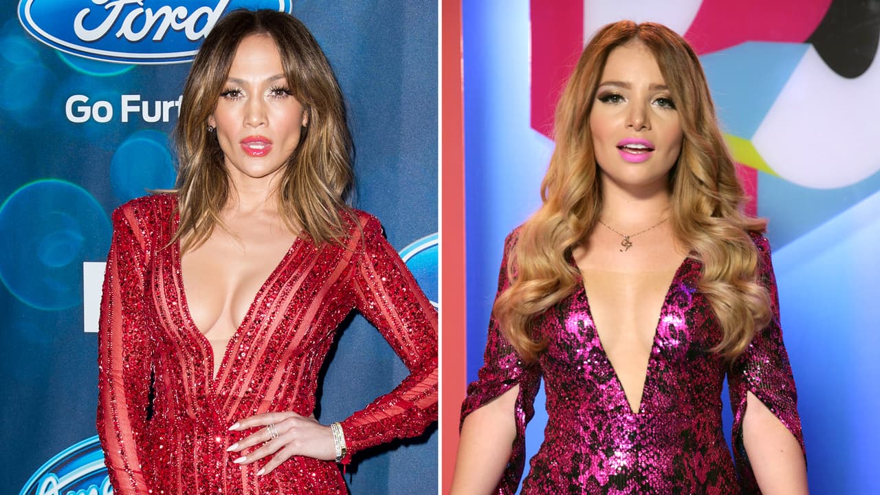 El color, los brillos, el profundo escote, los rizos apenas marcados en el pelo y hasta el tono mate del labial, Sandra Itzel usó varios elementos de JLo para este outfit.