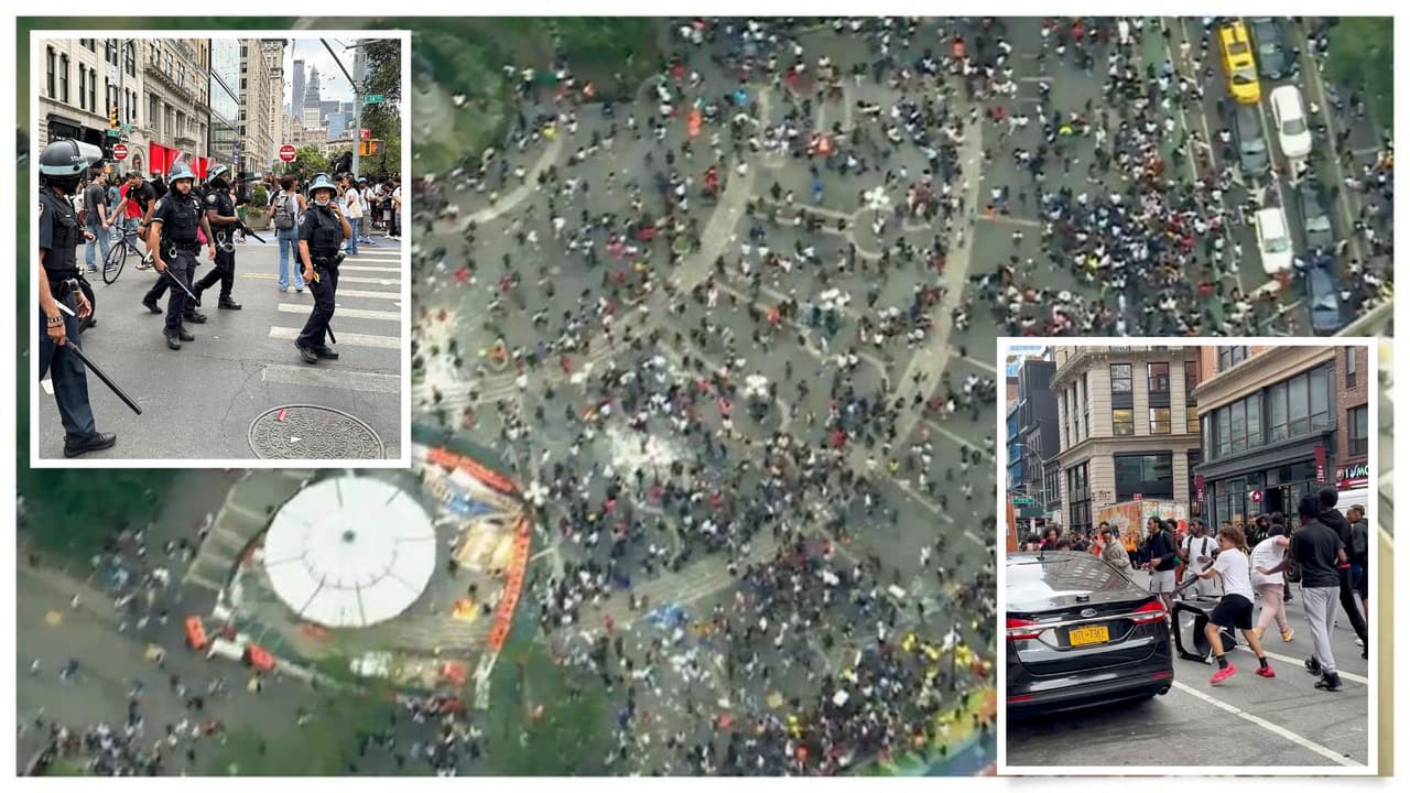 Caos y desorden: presunta rifa de una consola de videojuego se sale de control en Union Square de Manhattan
