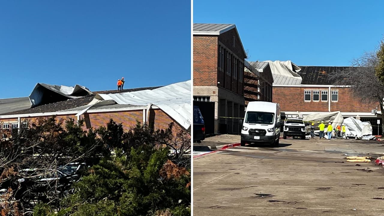 Ráfagas de hasta 76 millas por hora arrasaron con parte del techo de Plano West High School. El incidente causó algunos daños en el área del gimnasio de la preparatoria; no obstante, no se registraron más afectaciones y las actividades al interior del plantel siguieron con normalidad.