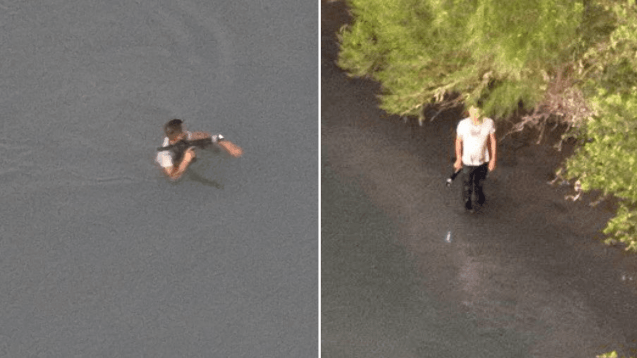 Así captaron desde un dron a la persona que guiaba a personas inmigrantes por el Río Bravo.