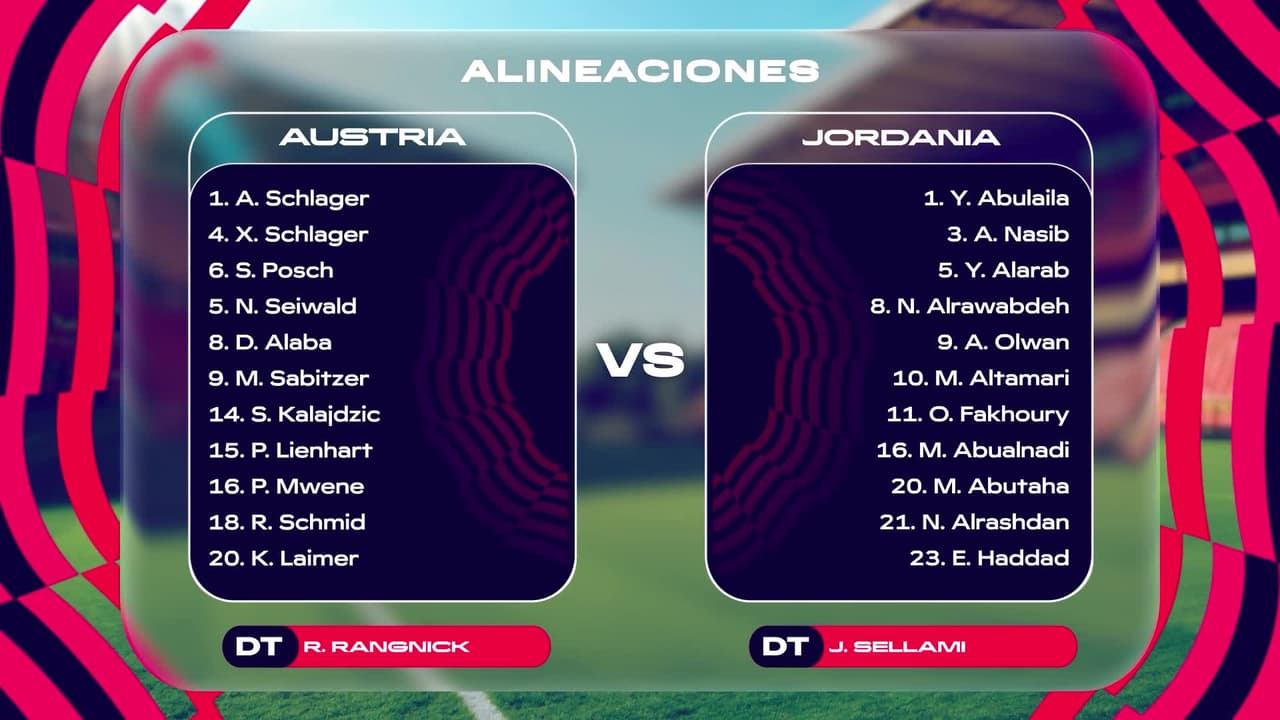 Así salen a la cancha Austria y Jordania para su debut