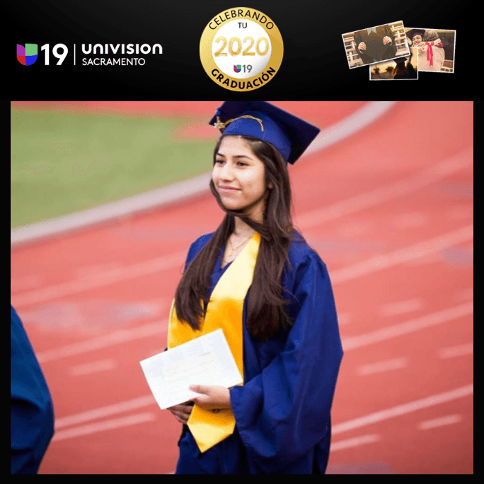 <b>Jennifer</b>
<br>
<i>University of California, Davis</i>
<br>Su familia celebra sus logros educativos de recibir dos títulos, uno en español, y el otro en bioquímica y biología molecular.