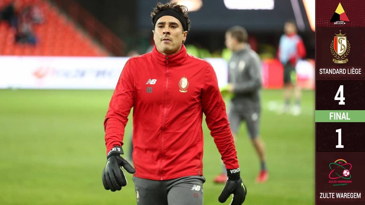 Standard Lieja goleó, Ochoa apenas intervino, pero no pudo con el penal