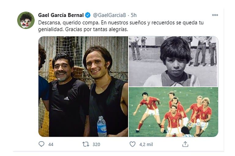 Gael García Bernal escribió: “descansa, querido compa. En nuestros sueños y recuerdos se queda tu genialidad. Gracias por tantas alegrías”.