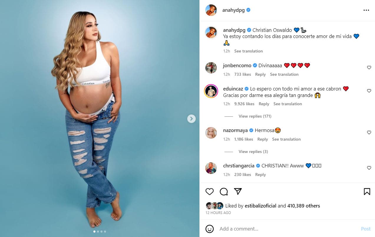 Eduin Caz dejó un mensaje en la publicación de Daisy Anahy.