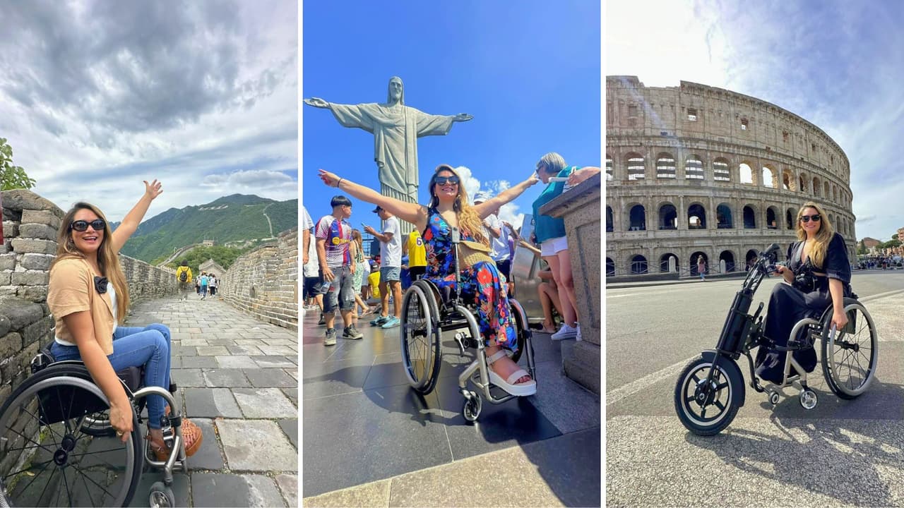Un accidente la dejó parapléjica, pero no le impidió visitar en silla de ruedas las maravillas del mundo