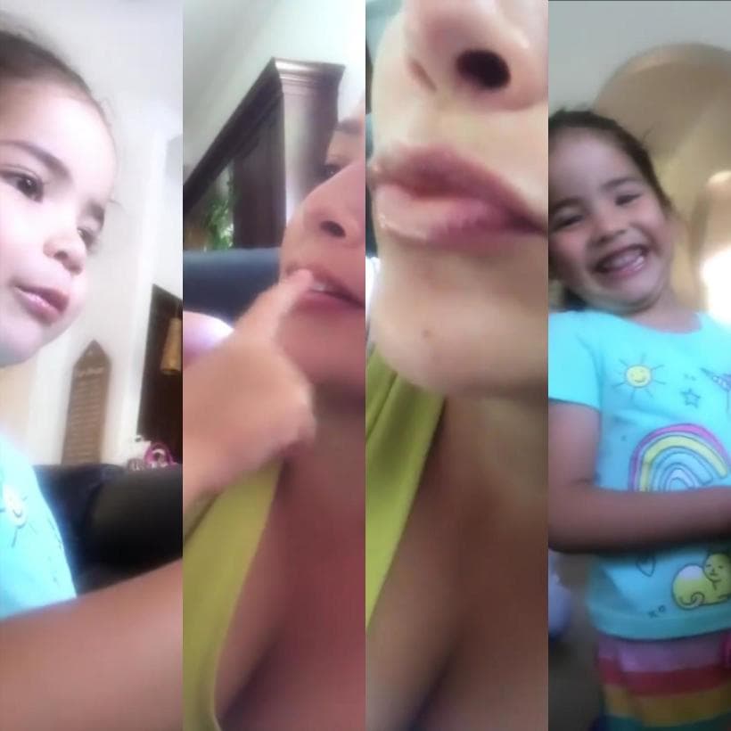 Antes del video de “Giulietta’s Spa”, la vimos en las historias de Instagram maquillando a su mamá con un poco de labial; pero eso no fue todo, la mini estilista le dijo que también le quería pintar el cabello. Ana Patricia sorprendida por la petición se negó y rieron juntas.
<br>