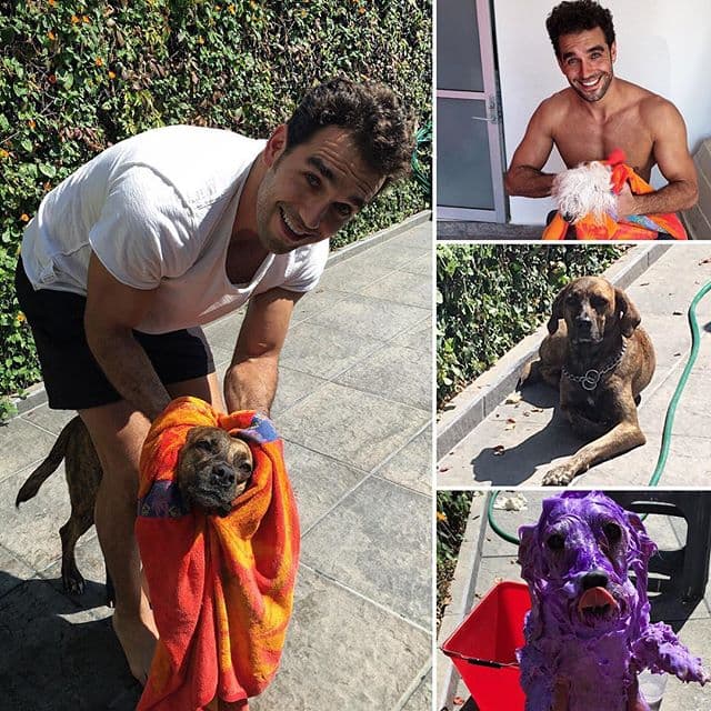 El futuro papá tampoco puede ocultar su cara de felicidad.