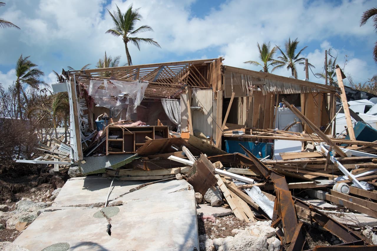 Coral Key Village, en Conch Key, Marathon. Una casa móvil que fue completamente destruida porque estaba en primera línea del mar, de donde vinieron los vientos de Irma.