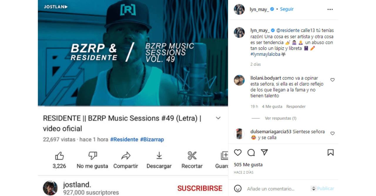 Lyn May opinó sobre la pelea entre Residente y J Balvin