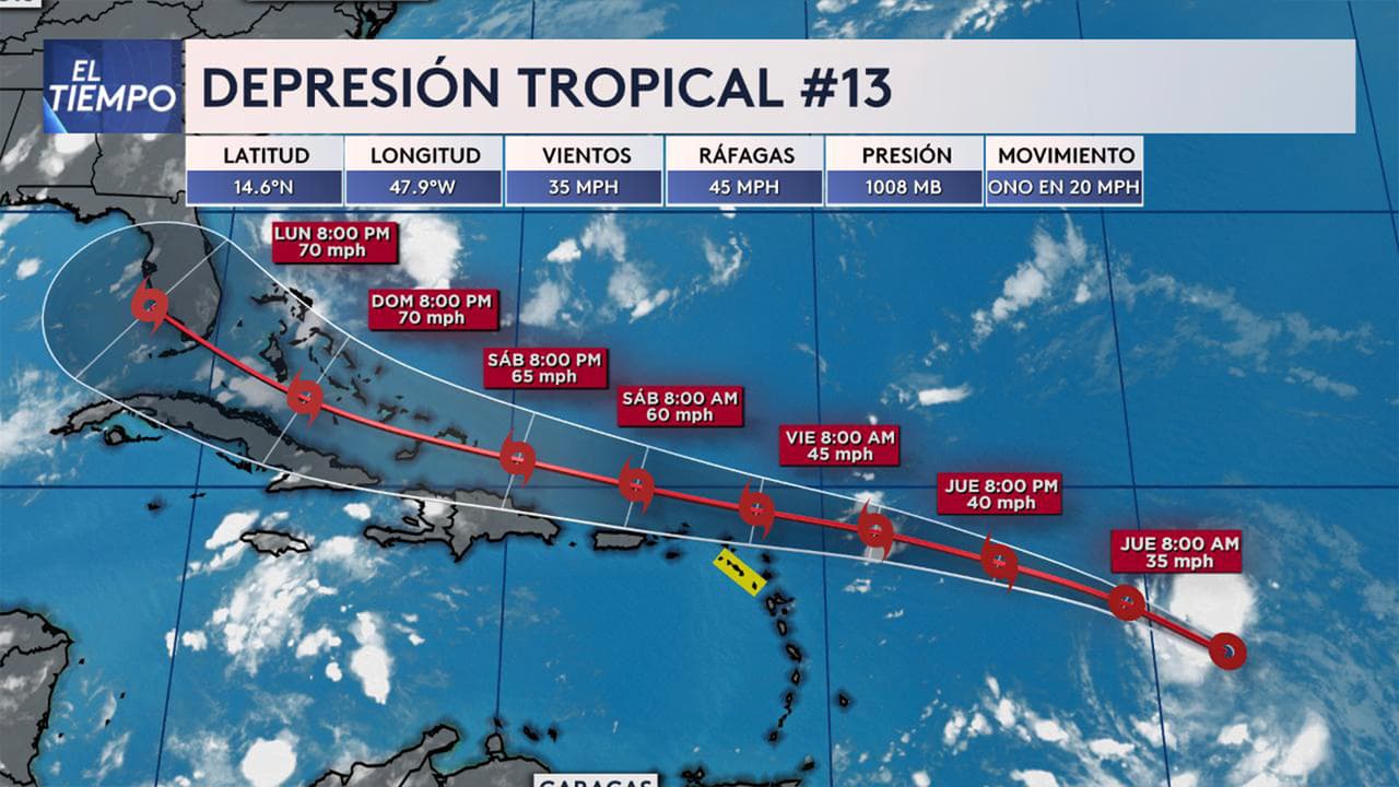 Se forma la depresión tropical #13 en el mar Atlántico