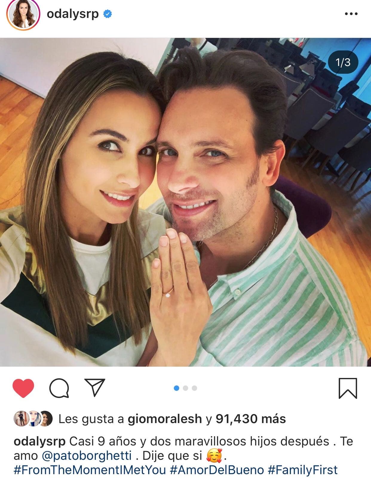 En entrevista con la revista
<b><a href="https://www.quien.com/espectaculos/2019/12/10/pronto-espectacular-describe-odalys-ramirez-boda-sus-suenos">Quién</a></b>, Odalys Ramírez aseguró que no esperaba que Borghetti le diera un anillo de compromiso frente a varios de sus amigos y familiares.