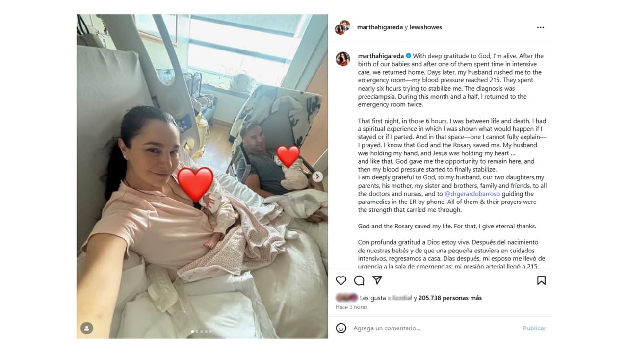 Martha Higareda tuvo preeclampsia posparto.