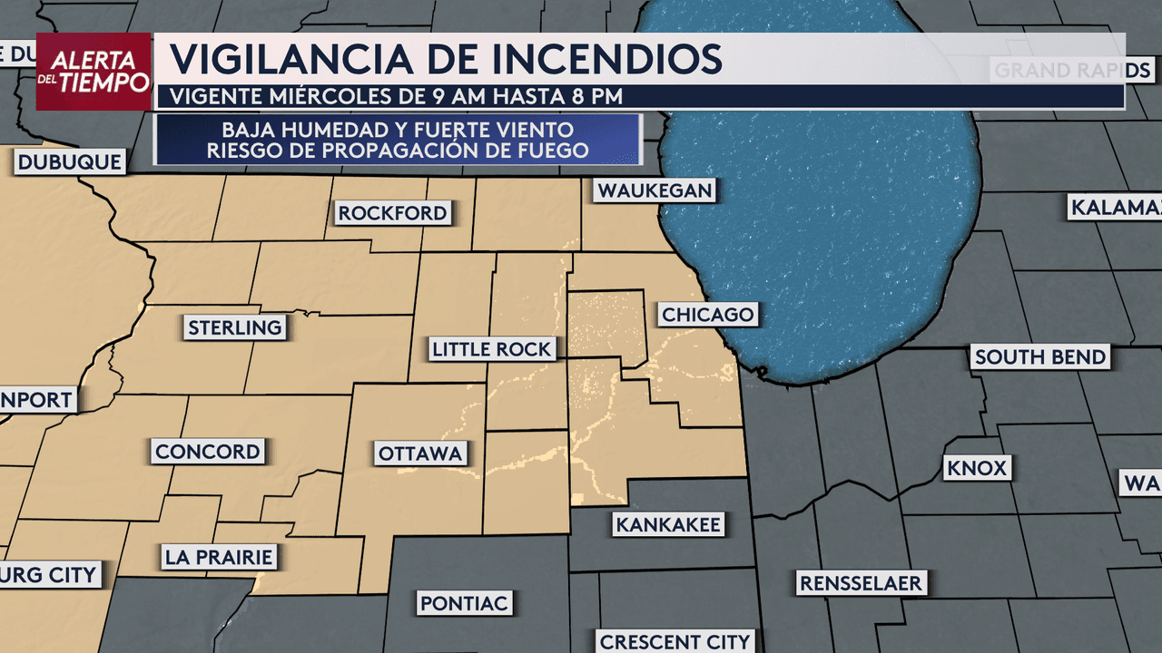 Vigilancia de incendios en Chicago por fuertes vientos y baja humedad para este miércoles 18 de febrero