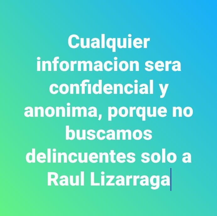 Ésta es la foto de portada de la página de Facebook 'Buscando a Raúl Lizárraga', en la que vienen los teléfonos de sus familiares, por si alguien tiene datos sobre su persona.