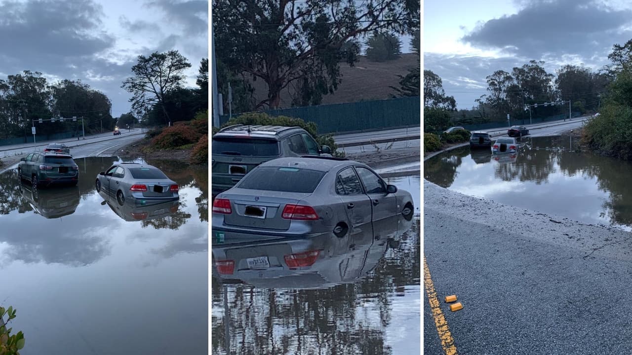 <b>South San Francisco. </b>Una inundación dejó tres vehículos atascados en el bulevar Westborough hacia la I-280. La zona fue cerrada este lunes por la mañana hasta que baje el nivel del agua.