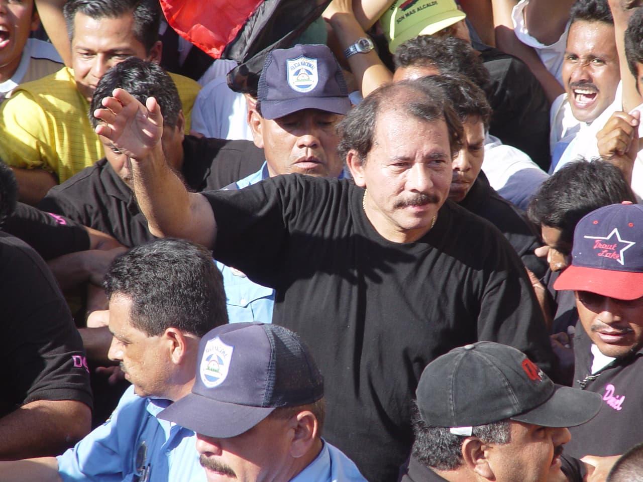 Nicaragua's President Daniel Ortega among the masses.
