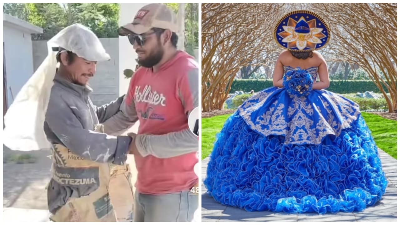 Albañil celebra fiesta de "XV años" en la obra: hasta le hicieron un vestido y bailaron vals