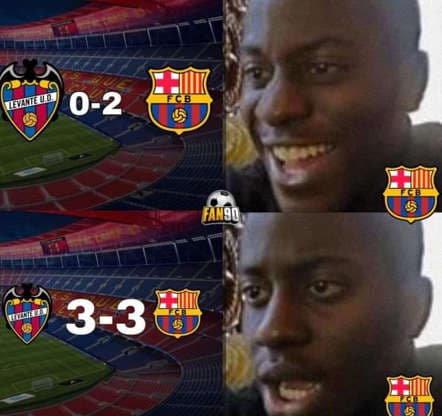 Barcelona deja ir una importante victoria frente al Levante y los memes salen de su cueva para restregárselo en la cara.