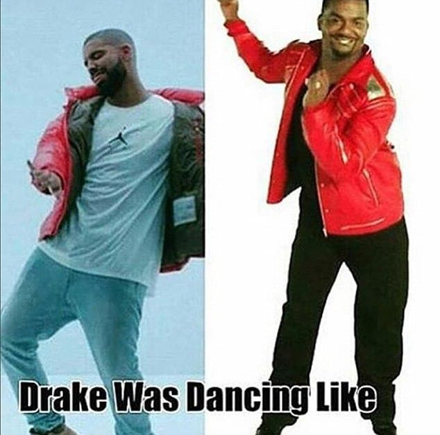 El baile de Drake comparado con el de Alfonso Ribeiro en 'Fresh Prince of Bel Air'.