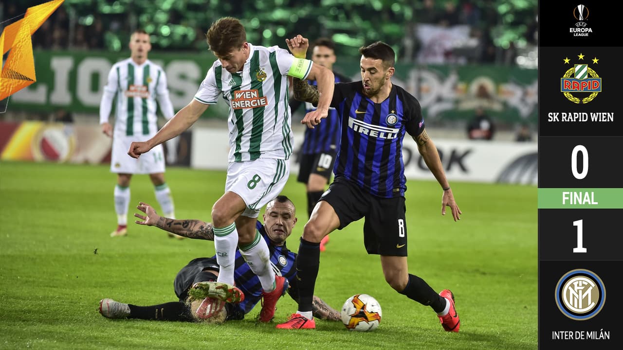¡Y sin Icardi! El Inter pega primero y consigue vital victoria de visita ante el Rapid de Viena