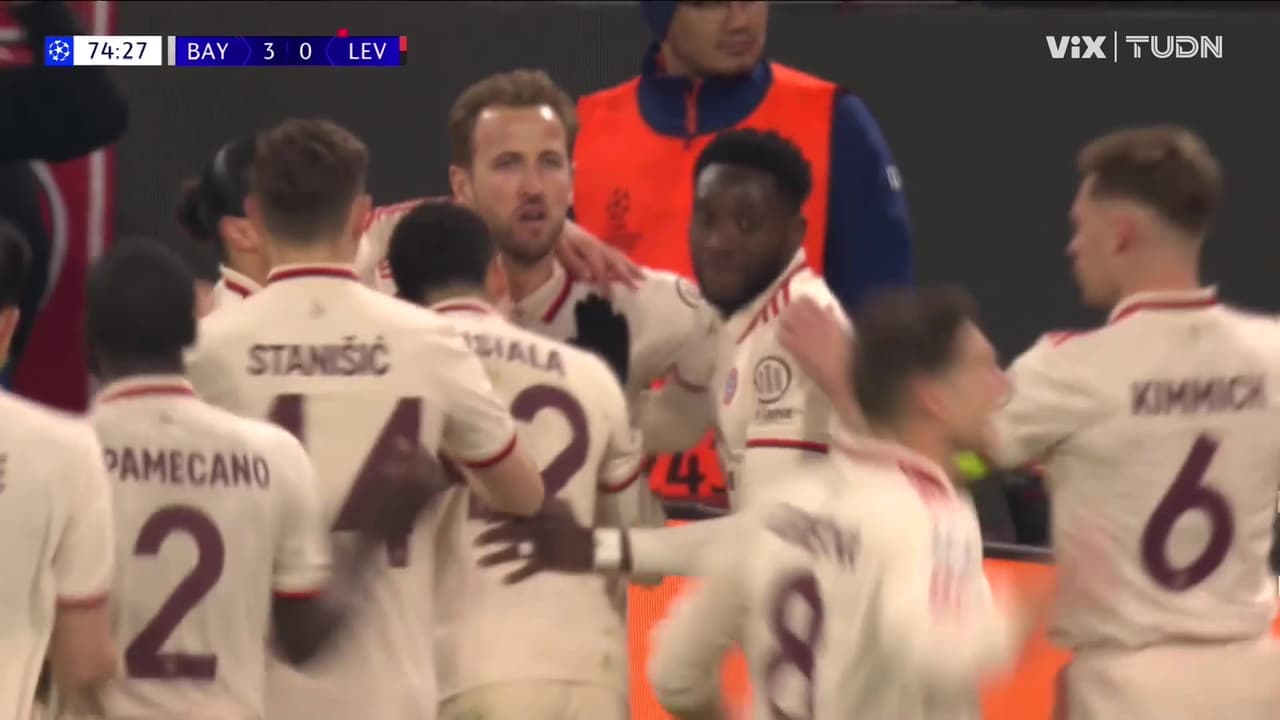 ¡Qué definición! Harry Kane marca doblete y Bayern ya golea a Leverkusen