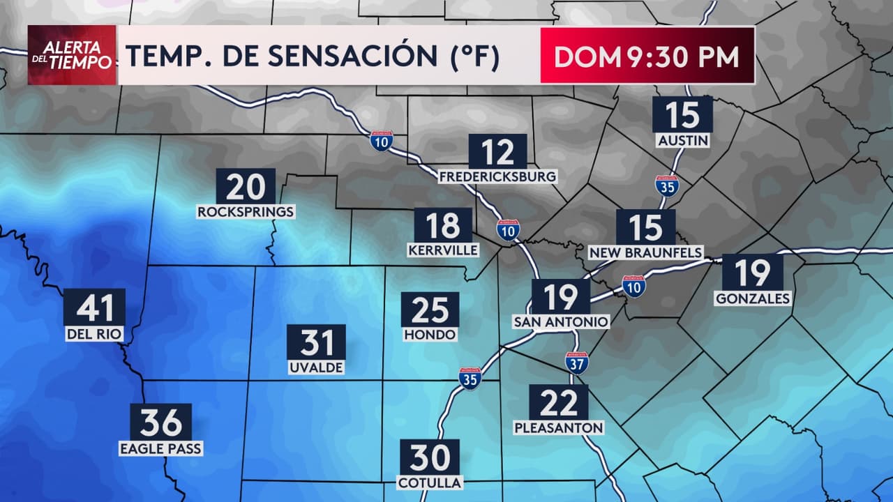 Esta será la sensación térmica para la noche del domingo, cuando se espera que este frente ártico pueda traer precipitación invernal en algunas zonas de nuestra región.