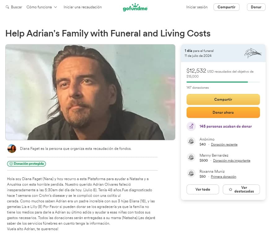 Revelan supuesta enfermedad que padecía Adrián Olivares.