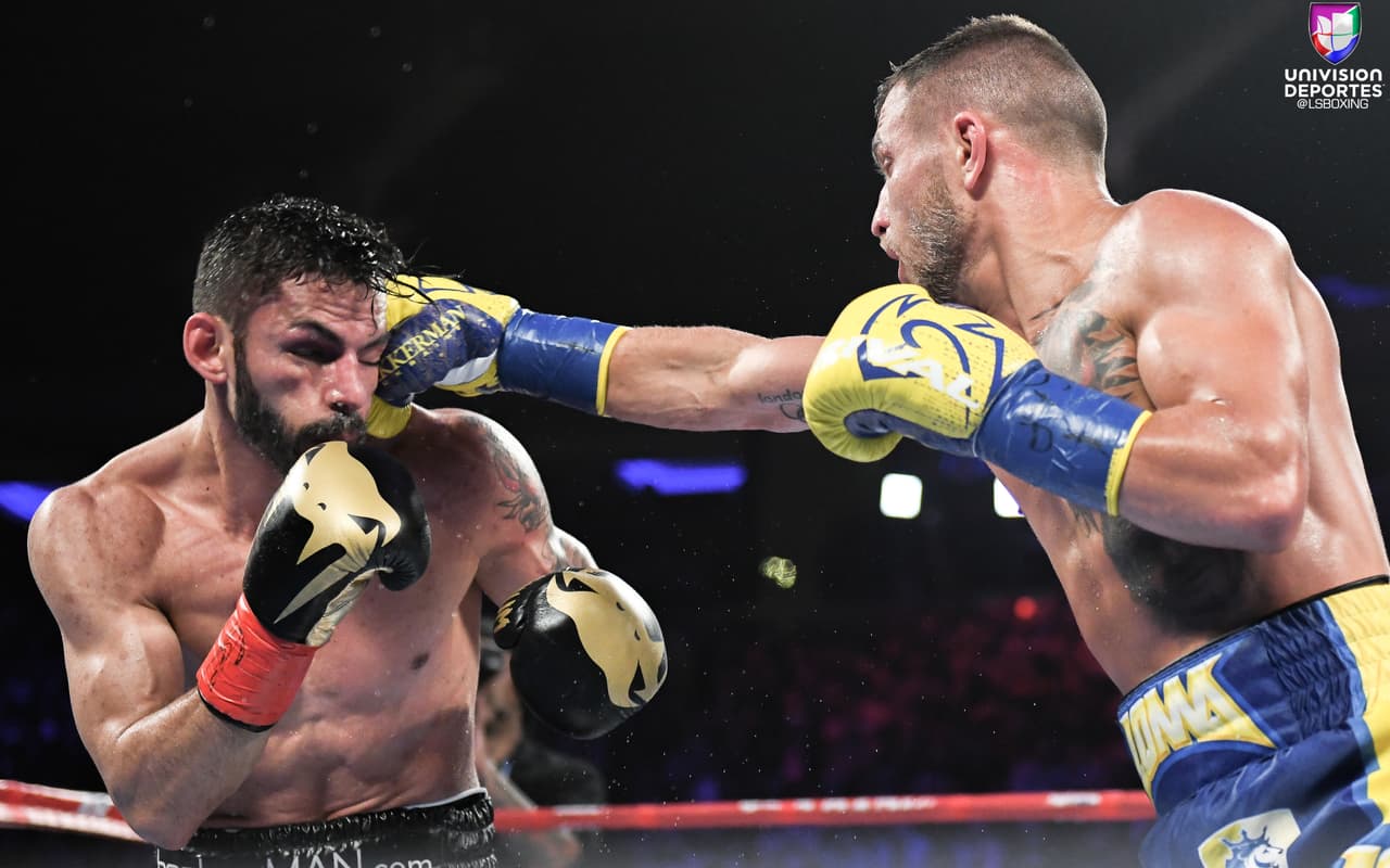 Jorge Linares y Vasyl Lomachenko brindaron la pelea del primer semestre del 2018 en el Madison Square Garden. El venezolano mandó al ucraniano a la lona en el sexto round, pero éste se levantó para terminar la contienda en el décimo asalto con un fulminante gancho al hígado. De esta forma, Lomachenko se convirtió en el campeón mundial ligero de la AMB y obtuvo se tercer título en tres categorías de peso diferentes (pluma, superpluma y ligero).