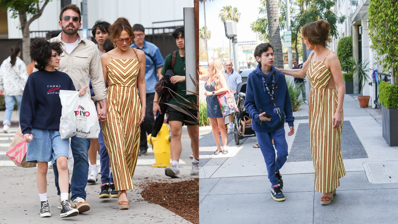 La pareja se fue de compras por Beverly Hills con los mellizos.