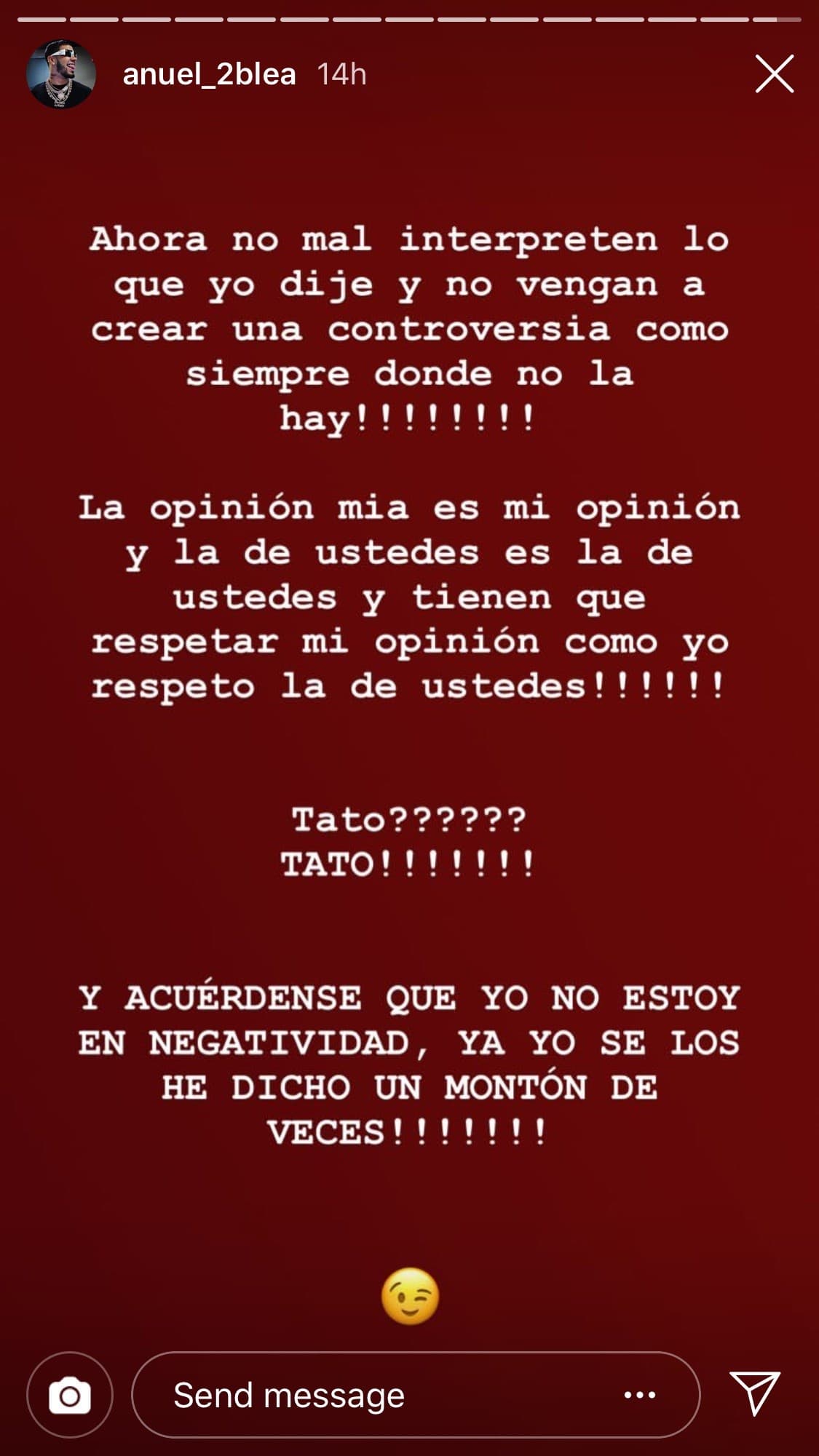 En una story adicional, 
<b>Anuel</b> también pidió que no malinterpreten lo que él ha dicho par crear polémica.