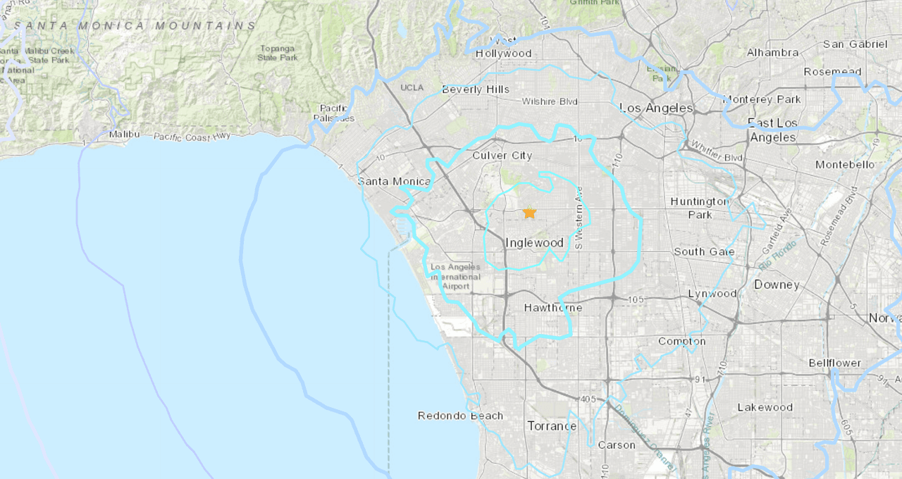 USGS reporta sismo de magnitud 3.8 en el área de Inglewood