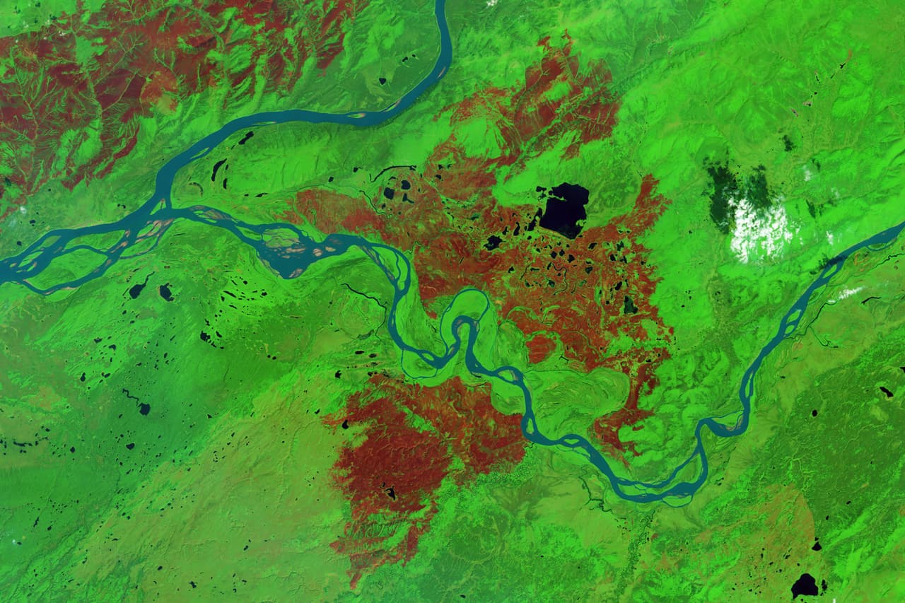 <b>Puesto 15: Complejo de incendios de Tanana, Alaska (2015).</b> Estos fuegos quemaron más de 498,000, casi 800 millas cuadradas (el equivalente a la mitad del tamaño de Rhode Island). El Centro Nacional Interagencial de Bomberos define los complejos como dos o más incendios que arden en la misma área y se manejan como un solo evento.