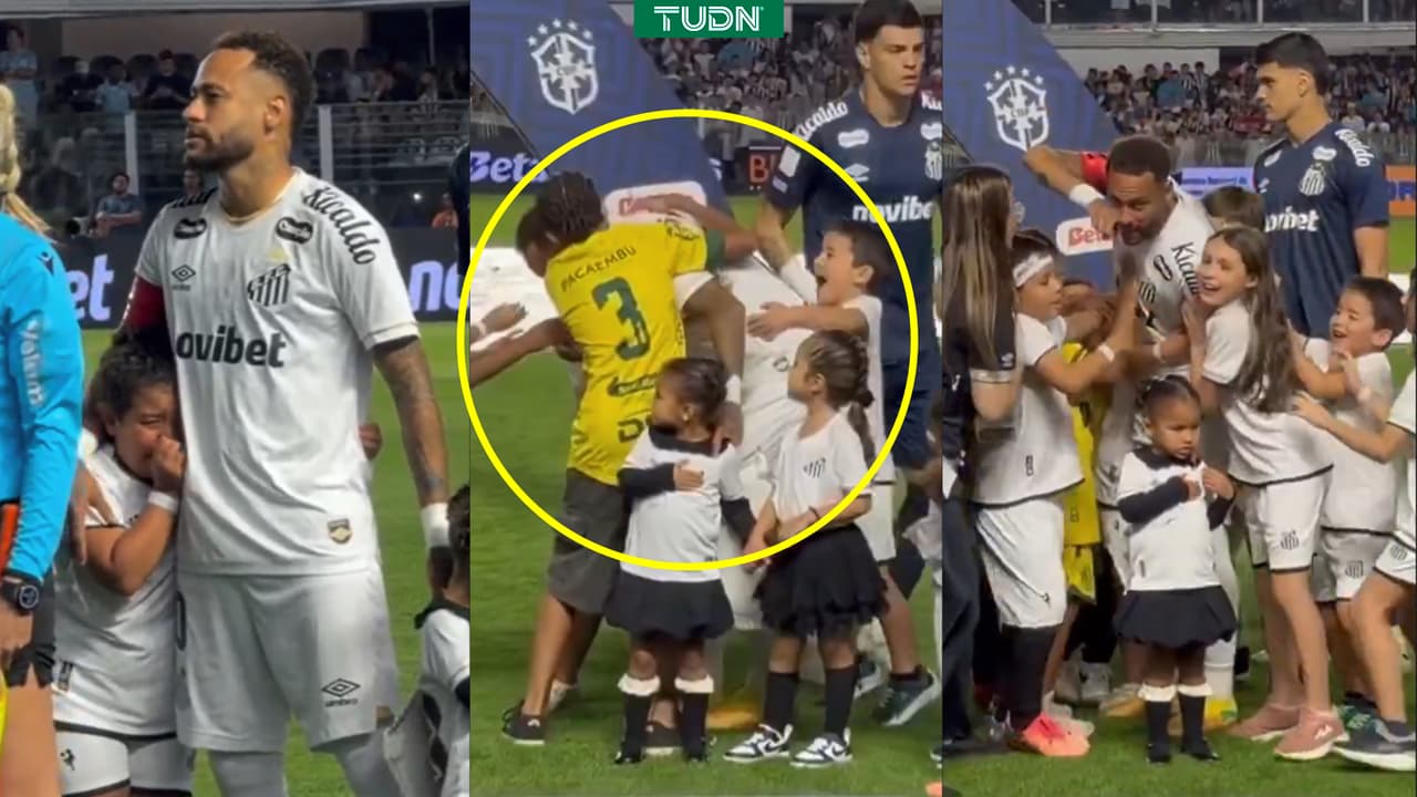 Neymar protagoniza emotivo momento con niña que llora al conocerlo
