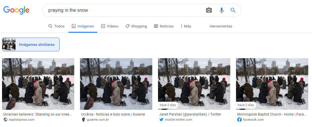 Captura de pantalla tomada el 22 de febrero de 2022 de la búsqueda inversa de imágenes en Google.