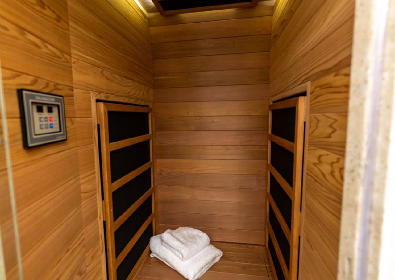 Es para dos personas y la temperatura se regula con un sistema de infrarrojos.