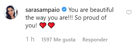 Diversas personalidades reaccionaron a la publicación de Demi Lovato como la modelo y actriz portuguesa Sara Sampaio, quien comentó “¡Eres hermosa como eres! Tan orgullosa de ti”.