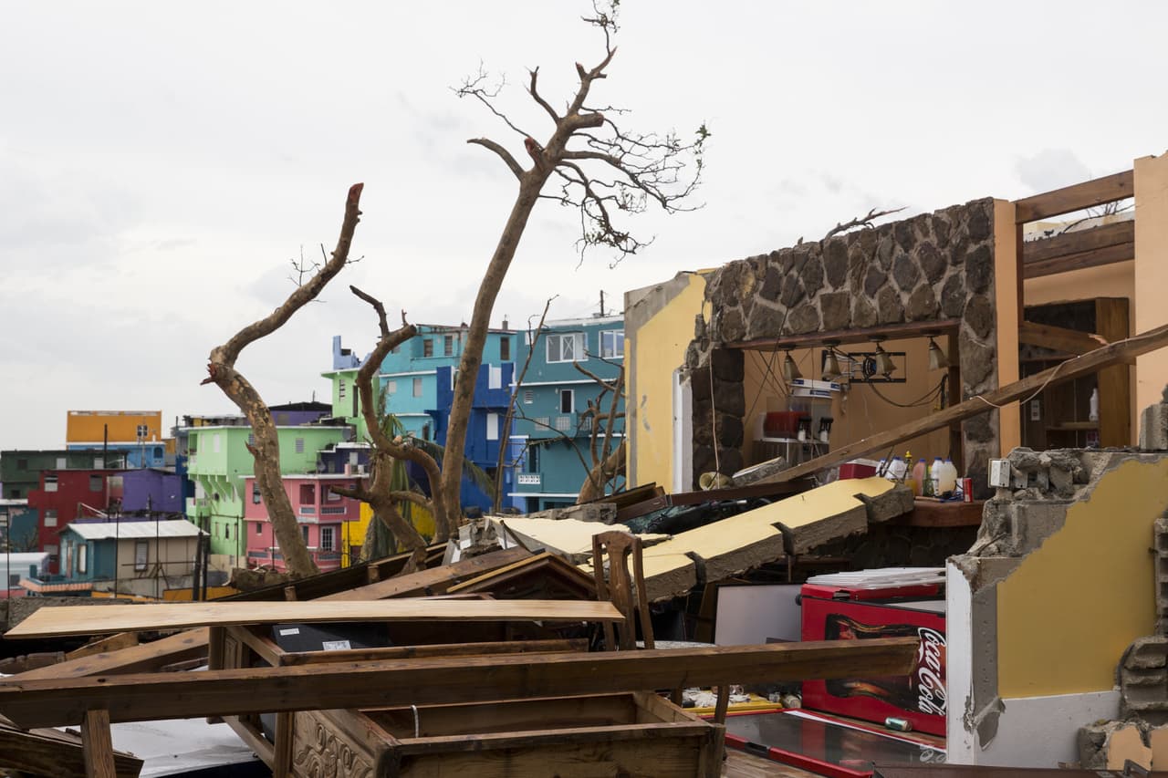 SAN JUAN, PUERTO RICO - SEPTEMBER 21: Damaged homes in the La Perla neighborhood the day after Hurricane Maria made landfall on September 21, 2017 in San Juan, Puerto Rico. The majority of the island has lost power, in San Juan many are left without running water or cell phone service, and the Governor said Maria is the "most devastating storm to hit the island this century." (Photo by Alex Wroblewski/Getty Images)