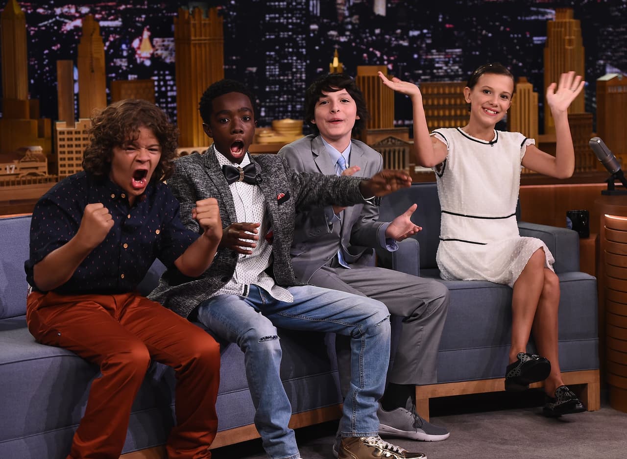 Finn Wolfhard, Millie Bobby Brown, Gaten Matarazzo y Caleb McLaughlin fueron al show de Jimmy Fallon.