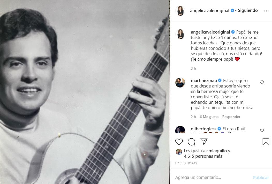 La tarde de este 8 de diciembre, la jueza de Tu Cara Me Suena publicó una fotografía del actor y comediante para recodarlo en su aniversario luctuoso: "Papá, te me fuiste hoy hace 17 años, te extraño todos los días", escribió al inicio de su mensaje.
<br>