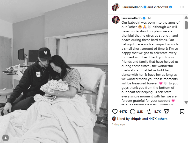 La 'influencer' Laura Mellado dio a conocer el deceso de su bebé.