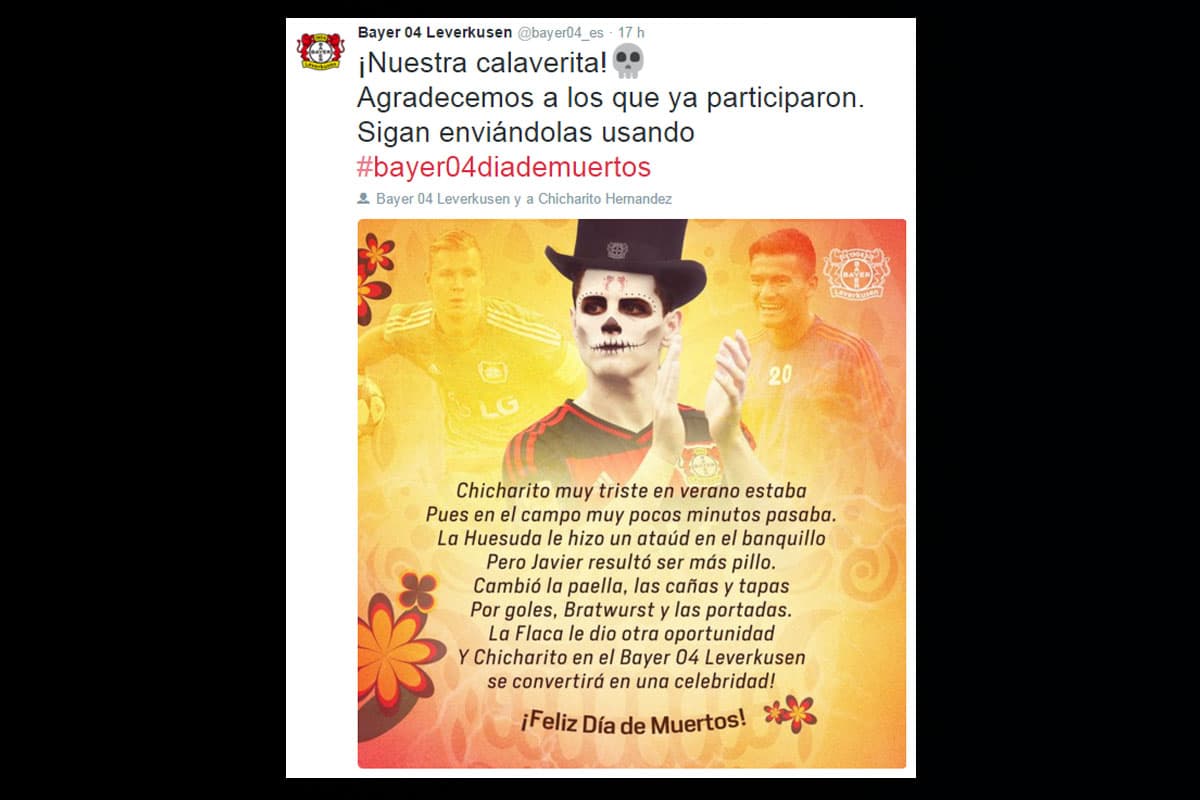 'Chicharito' Hernández tuvo su calaverita con el Bayer Leverkusen