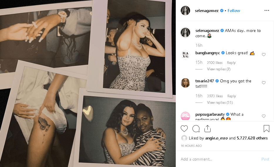 "Día de AMAs… Más por venir", escribió la cantante de 27 años, junto a la serie de fotografías en Instagram.