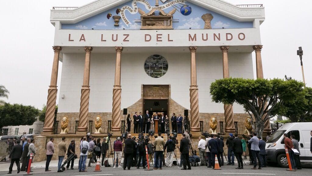 The facade of one of the Luz del Mundo churches, east Los Angeles.