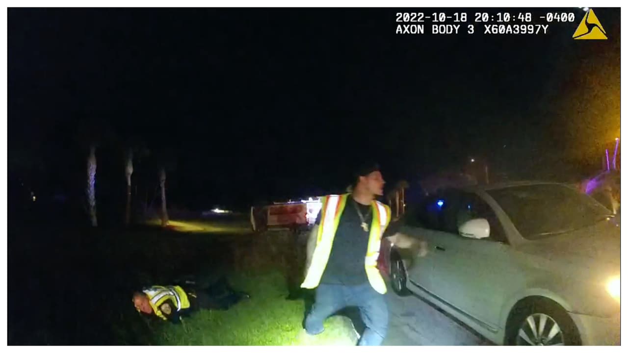 Video capta el momento en que un policía de Florida es atropellado por un auto 