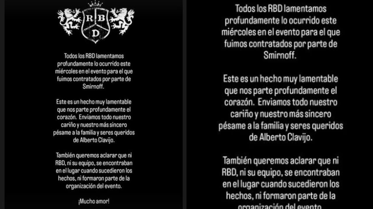 Este es el comunicado que emitió RBD tras la muerte del fotógrafo Alberto Clavijo.