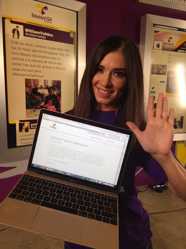 Laura G: "Aquí está mi donativo : Nomino a @WilliamValdes @omarchaparro @ceci_galliano @reik @KarlaMartinezTV ... @TeletonUSA".