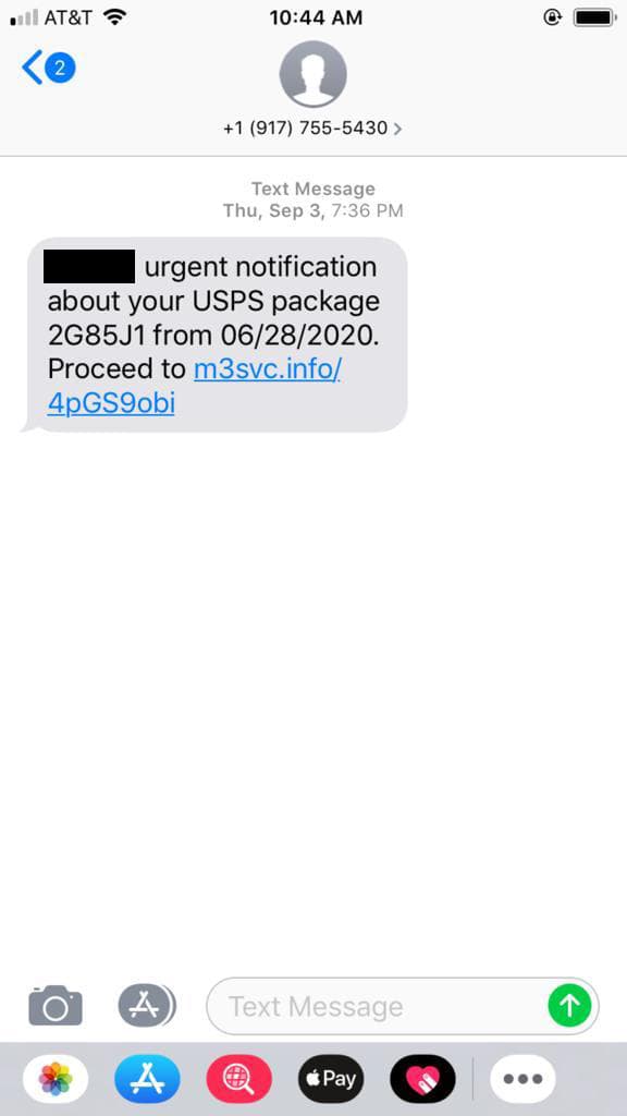 Estos textos afirman que un paquete de USPS está pendiente de entrega.